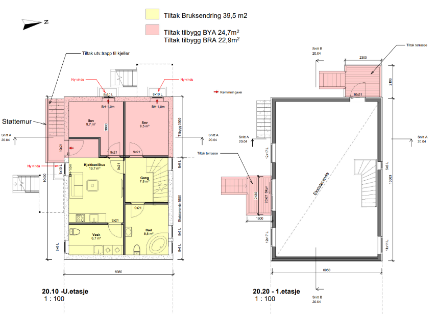 Eiksmarka 2025 – Kjellerplan Åpne og effektive rom gir lys og romfølelse, levert av Cinzah Tegnekontor.