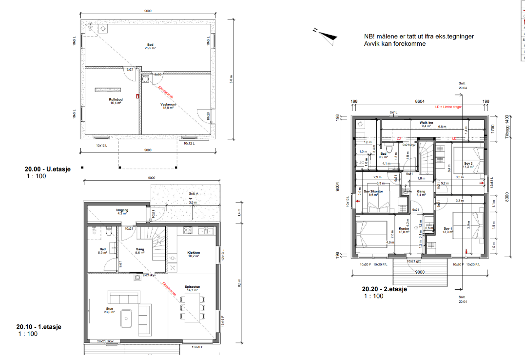 Planløsning – Sandnes 2025 Funksjonell og moderne planløsning med pulttak, lys og romfølelse, utført av Cinzah Tegnekontor.
