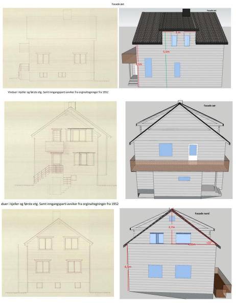 eksisterende tegninger og skisser basert på kundens ønsker