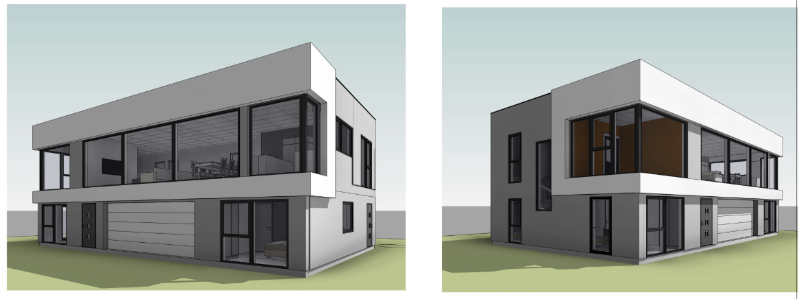 Fasade – Prosjekt Lura, Sandnes Moderne fasade med flatt tak, rene linjer og store vindusflater som gir boligen et lyst, åpent og attraktivt uttrykk.