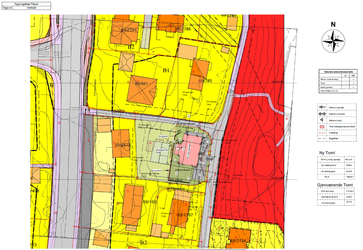 Situasjonsplan – Prosjekt Lura, Sandnes Situasjonsplanen viser boligens plassering på tomten, inkludert adkomst, uteområder og tilpasning til omkringliggende bebyggelse og terreng.