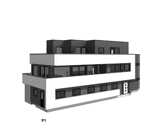 Perspektiv – Enebolig, Bjørnafjorden Viser den unike boligen med moderne flattak, lysrike rom og utleieleilighet.